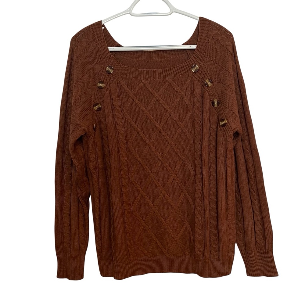 Women's Cable Knit Sweater - Brown